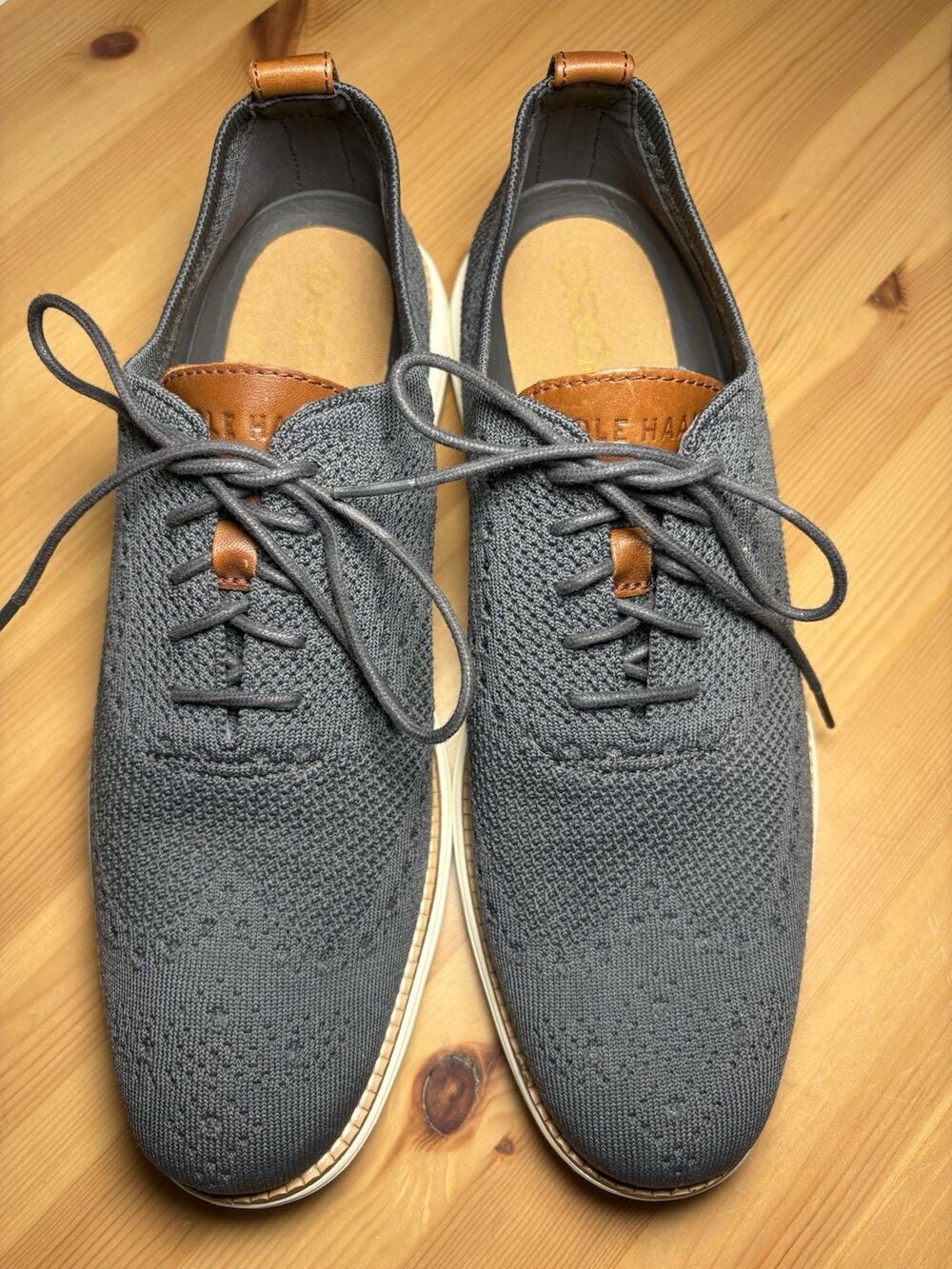New Cole Haan Grand.ØS Men’s Knit Lace-Up Sneakers Gray/Brown US 10 M